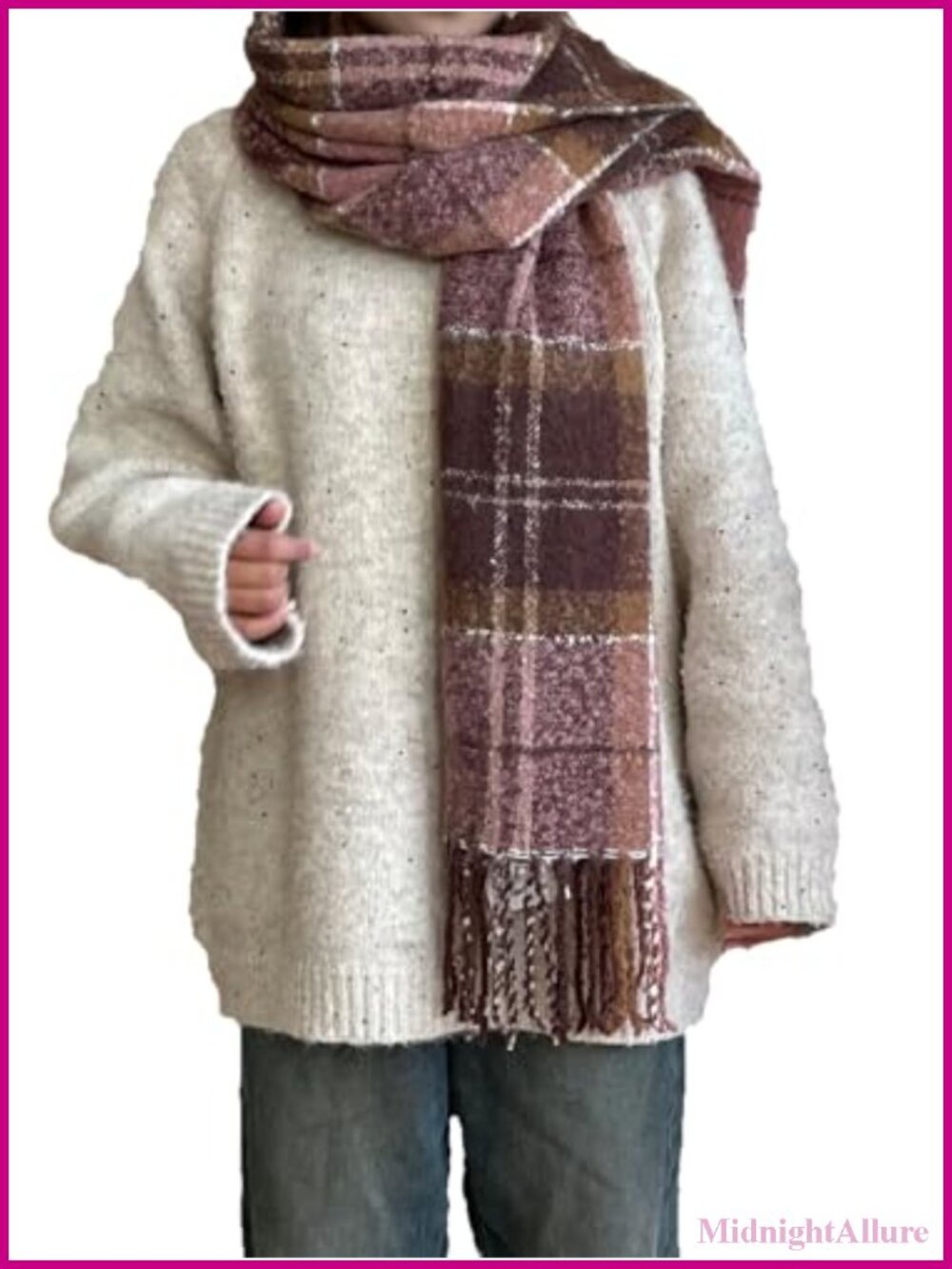 Plaid Tartan Scarf Soft Cashmere Feel Shawl Wrap with Tassels Cozy
